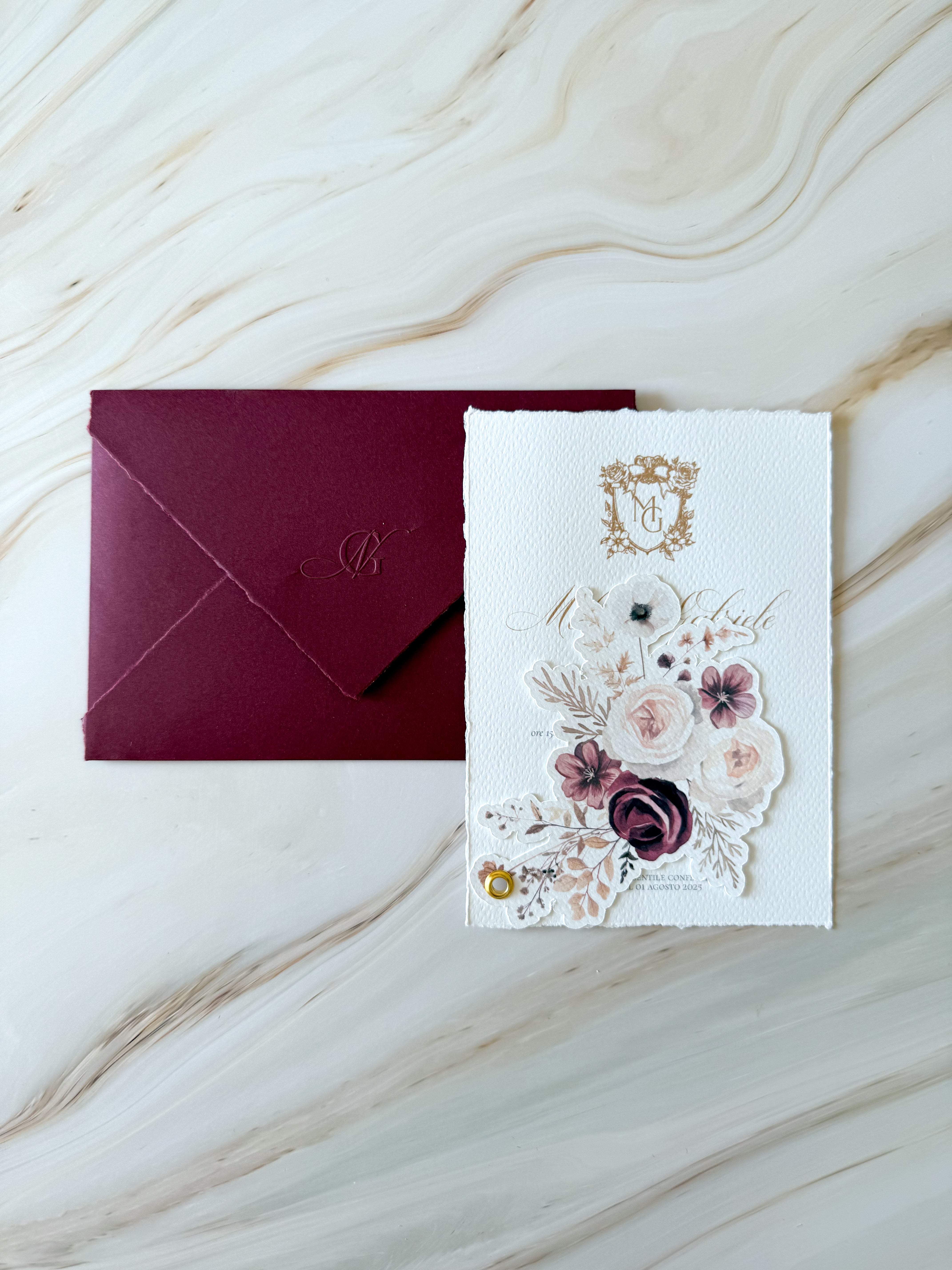Heirloom Borgogna - Partecipazioni di matrimonio