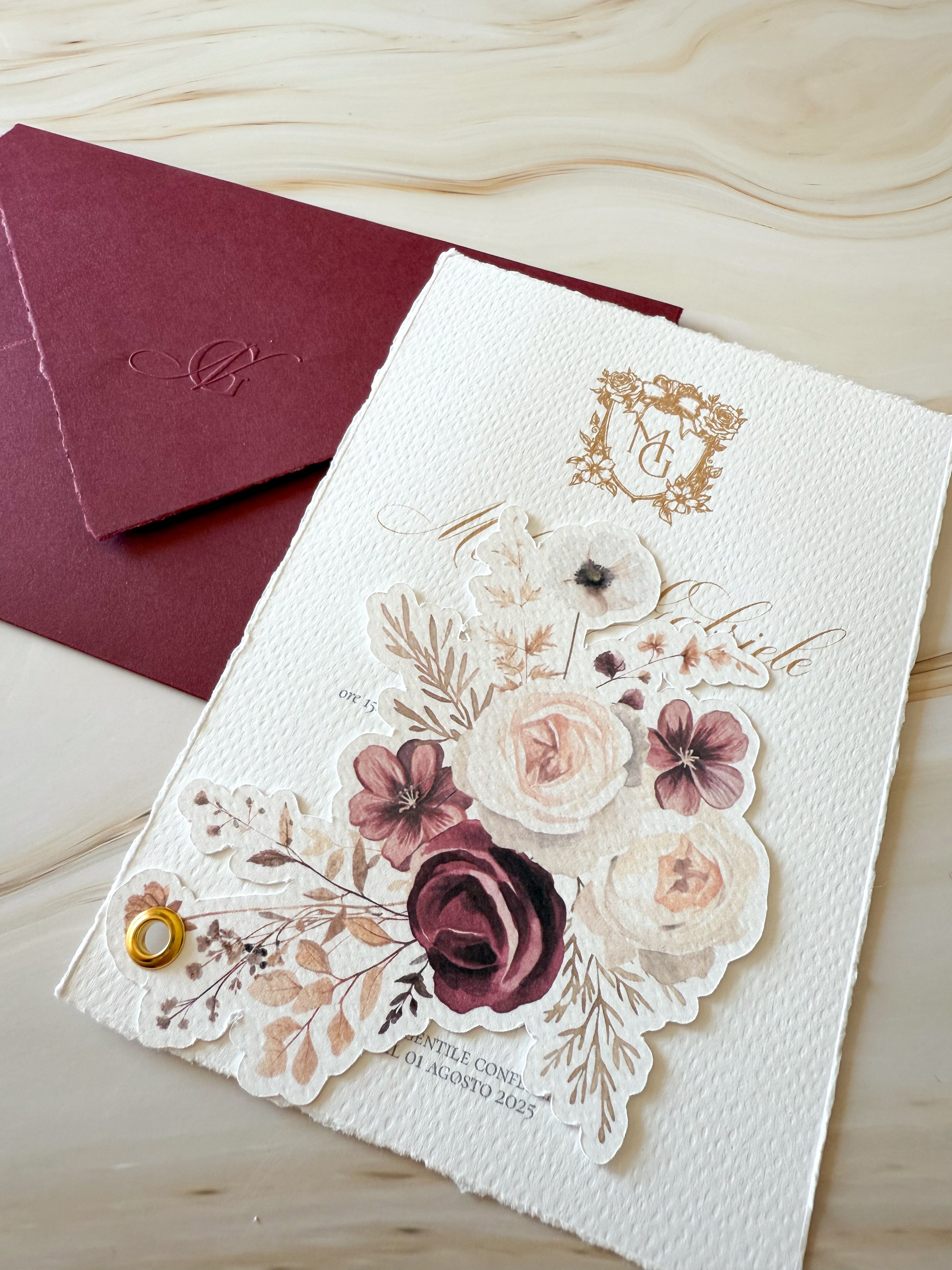 Heirloom Borgogna - Partecipazioni di matrimonio