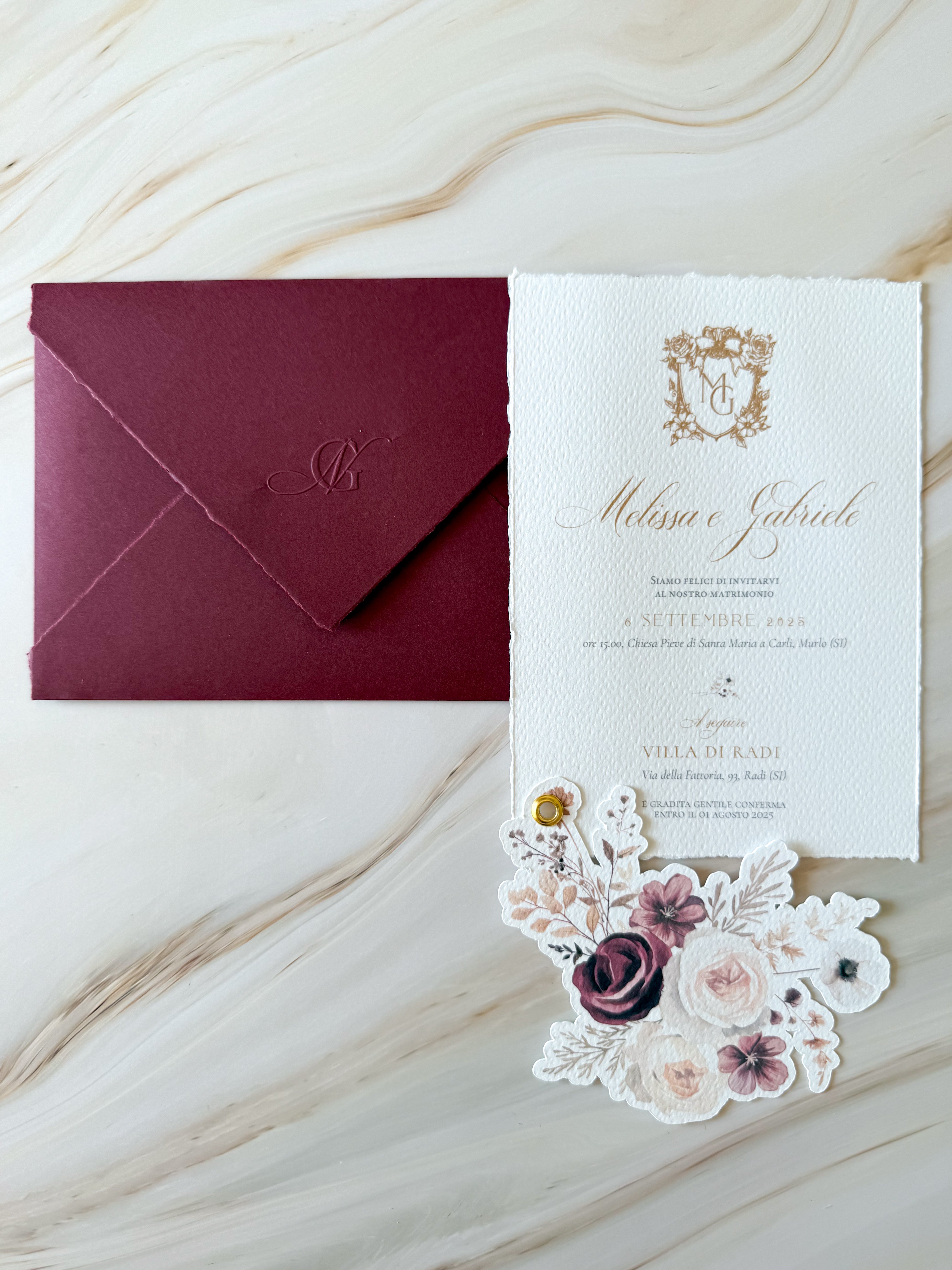 Heirloom Borgogna - Partecipazioni di matrimonio