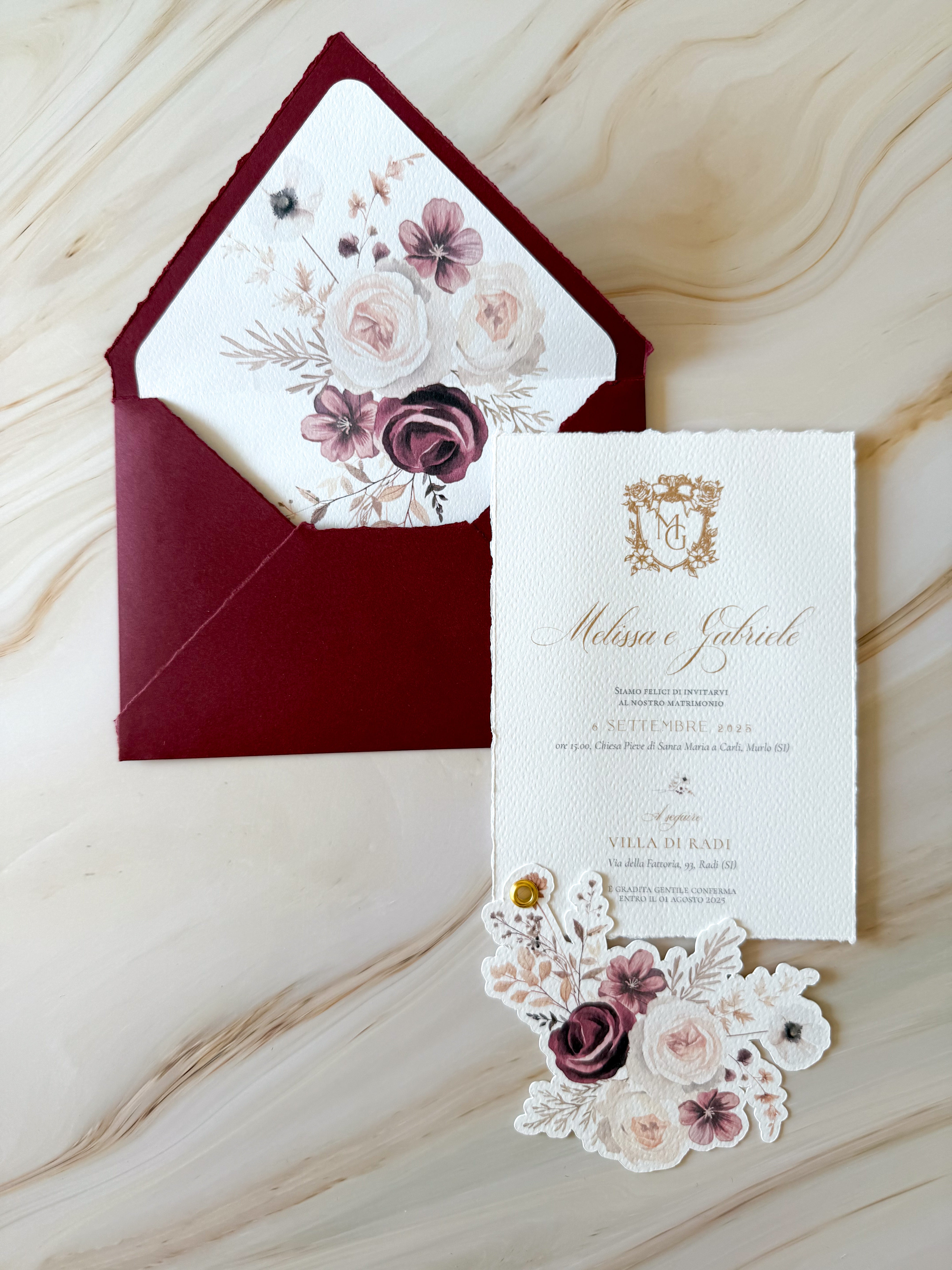 Heirloom Borgogna - Partecipazioni di matrimonio