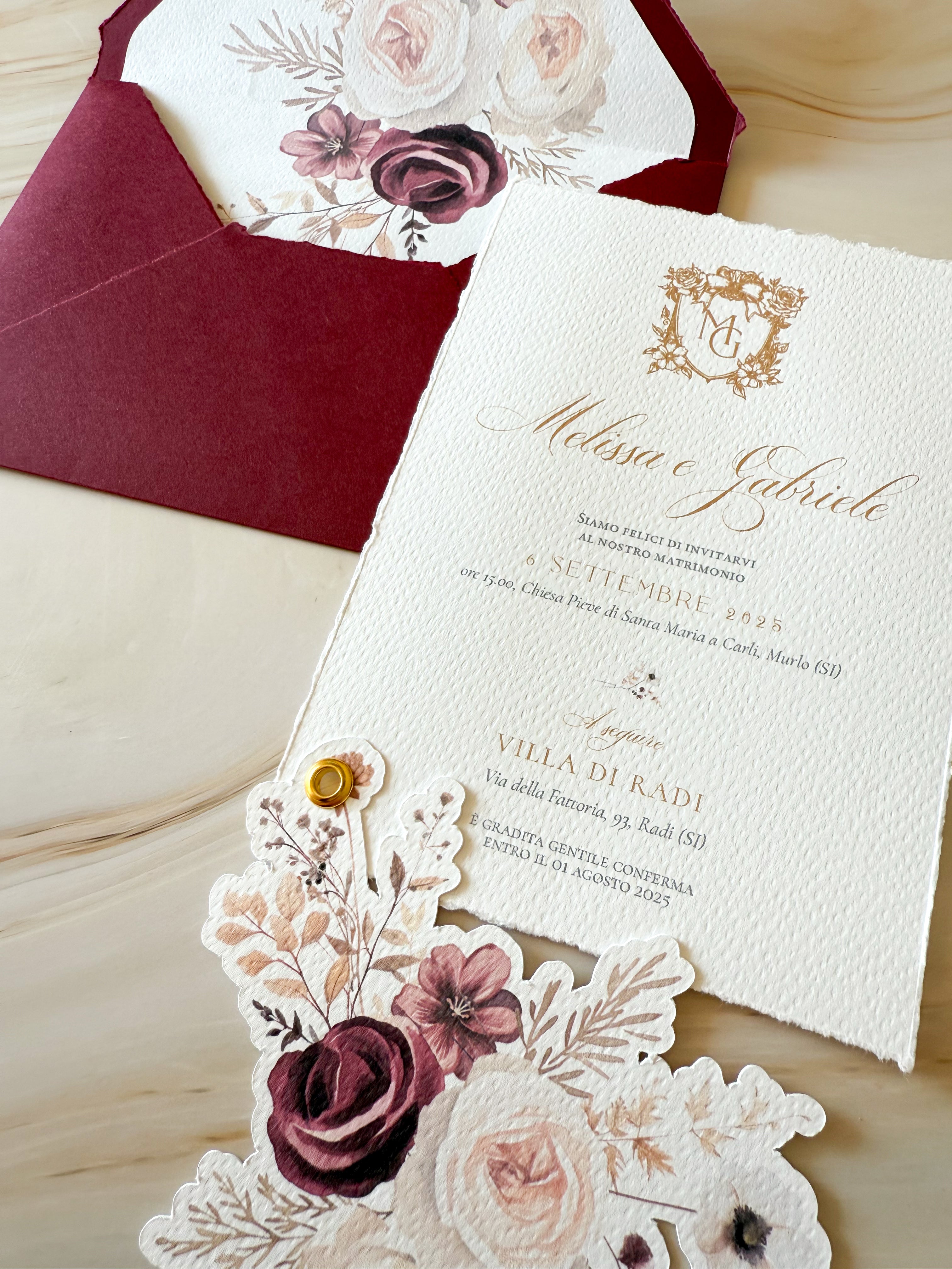 Heirloom Borgogna - Partecipazioni di matrimonio