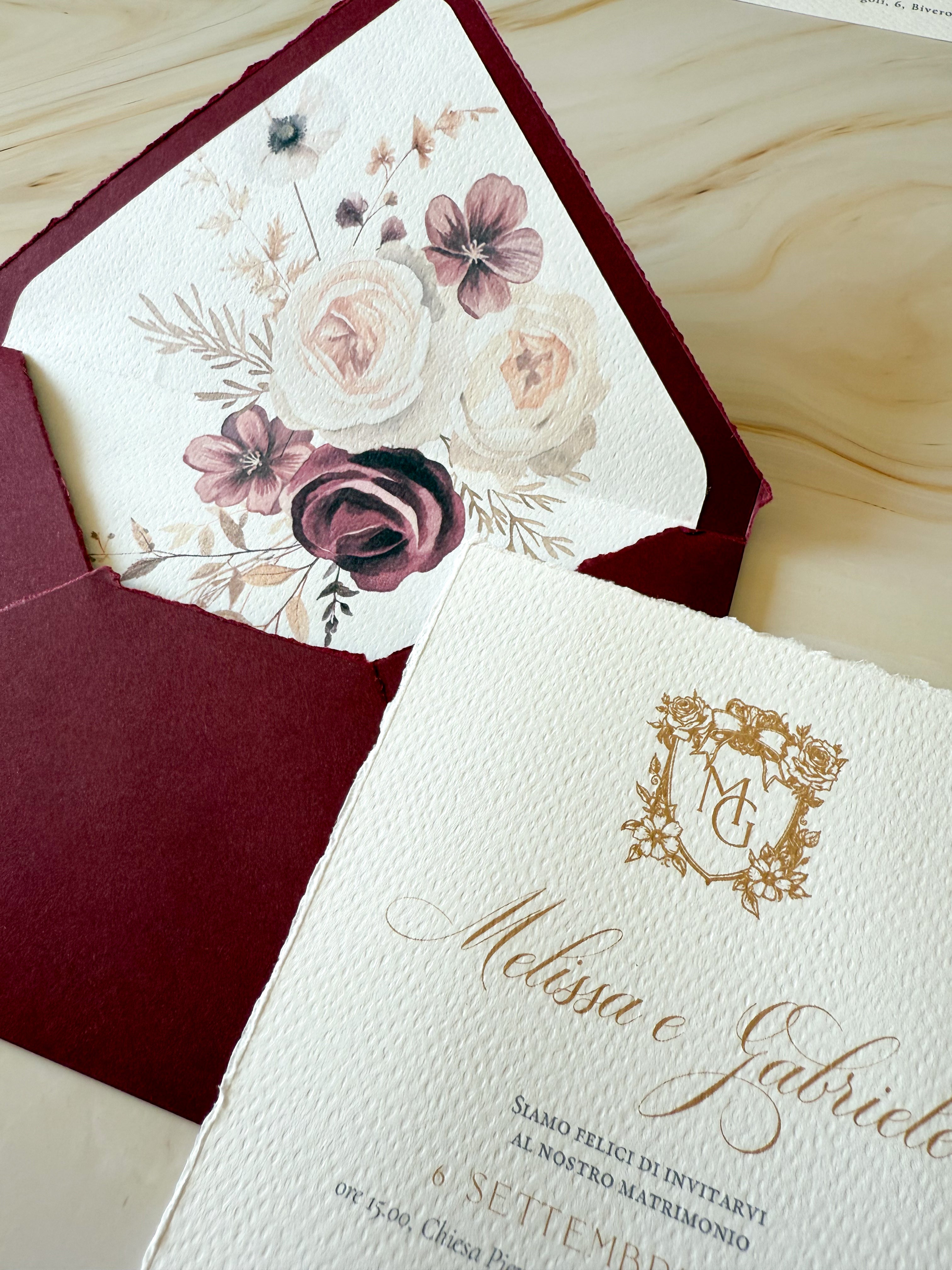 Heirloom Borgogna - Partecipazioni di matrimonio