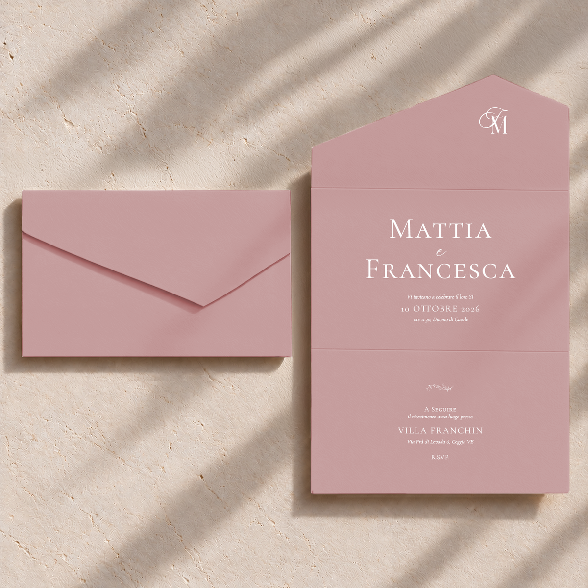 Partecipazione Materica Blossom - Rosa antico