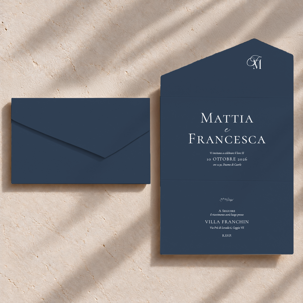 Partecipazione Materica Blossom - Blu navy