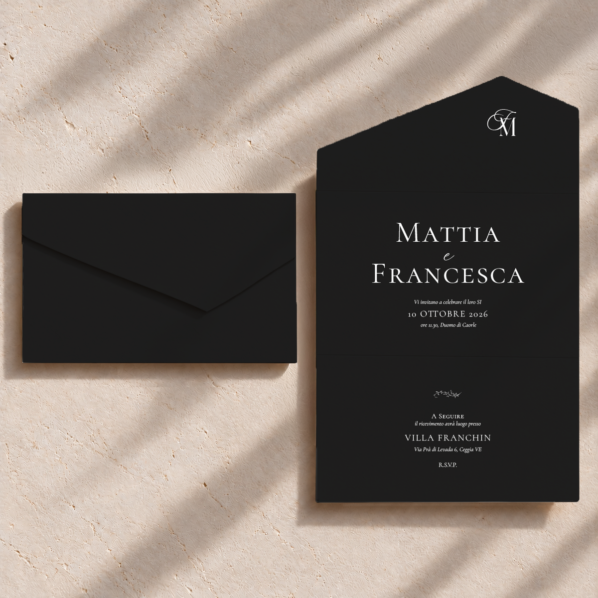 Partecipazione Materica Blossom - Nero