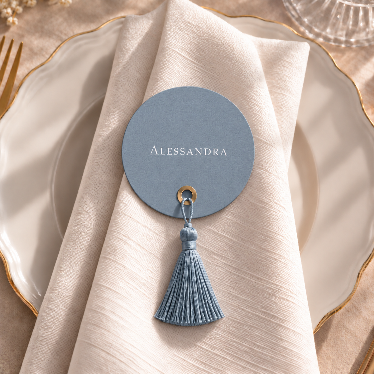 Segnaposto Matrimonio Polvere con Nappina