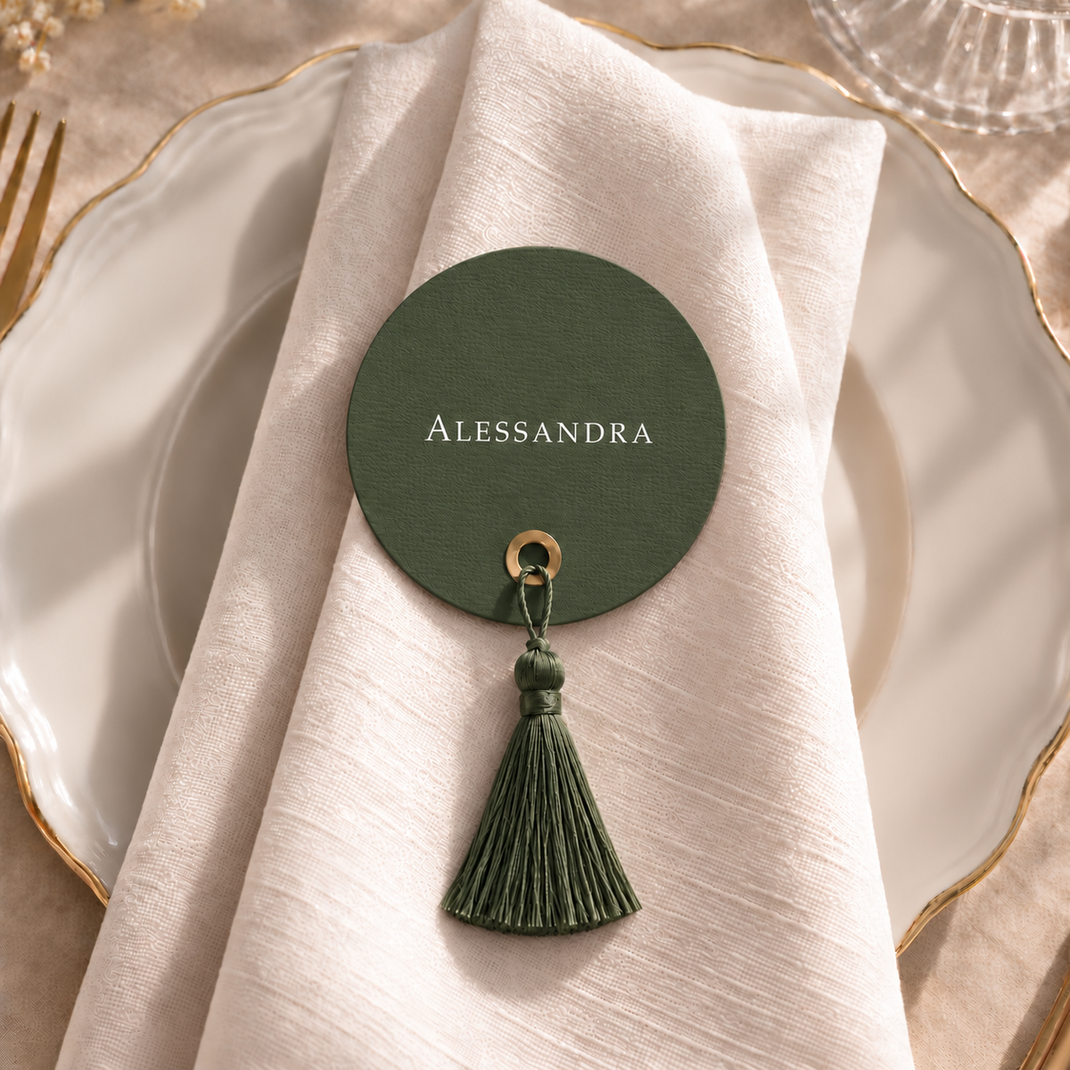 Segnaposto Matrimonio Foresta con Nappina