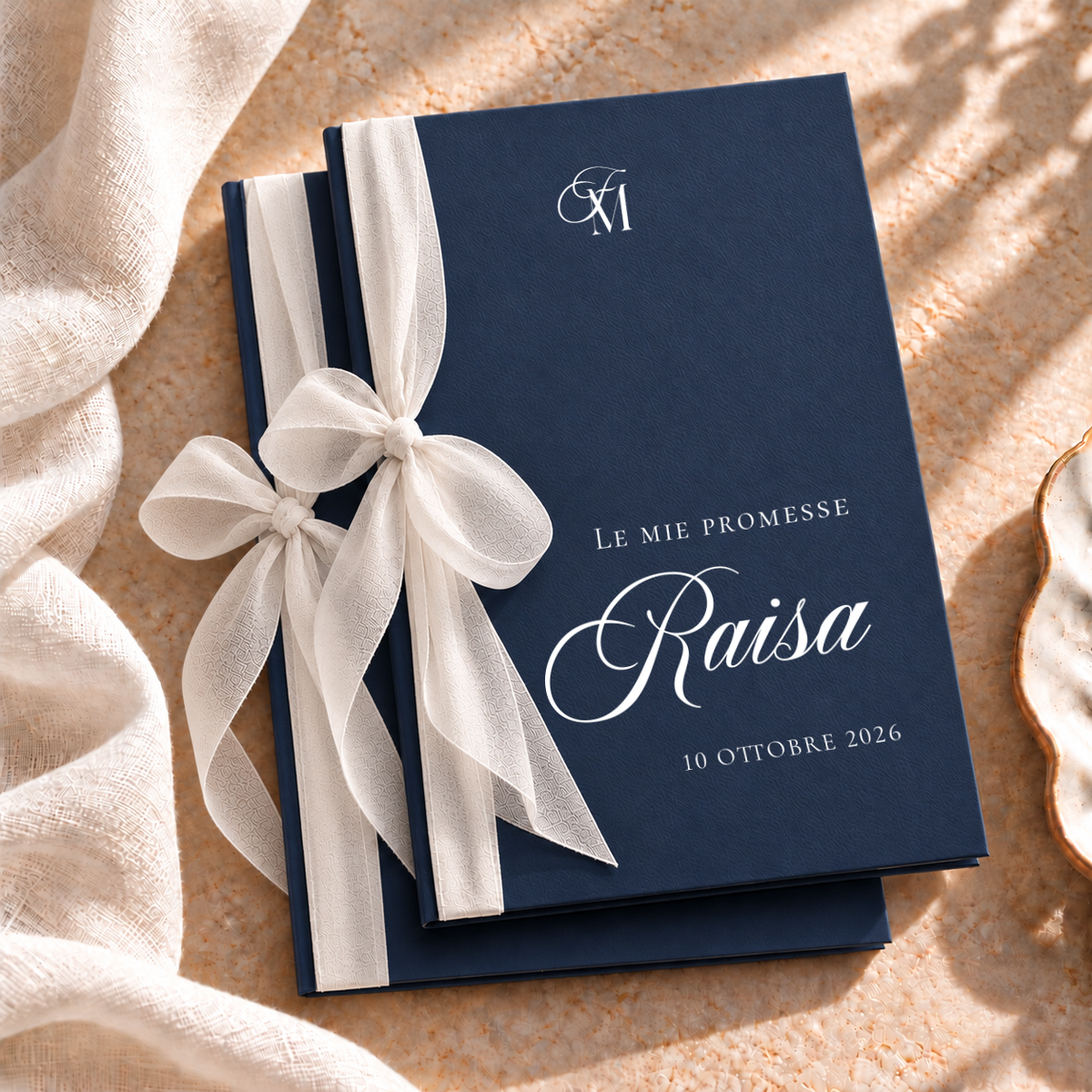 Set 2 libretti promesse Materica con nastro - Blu navy