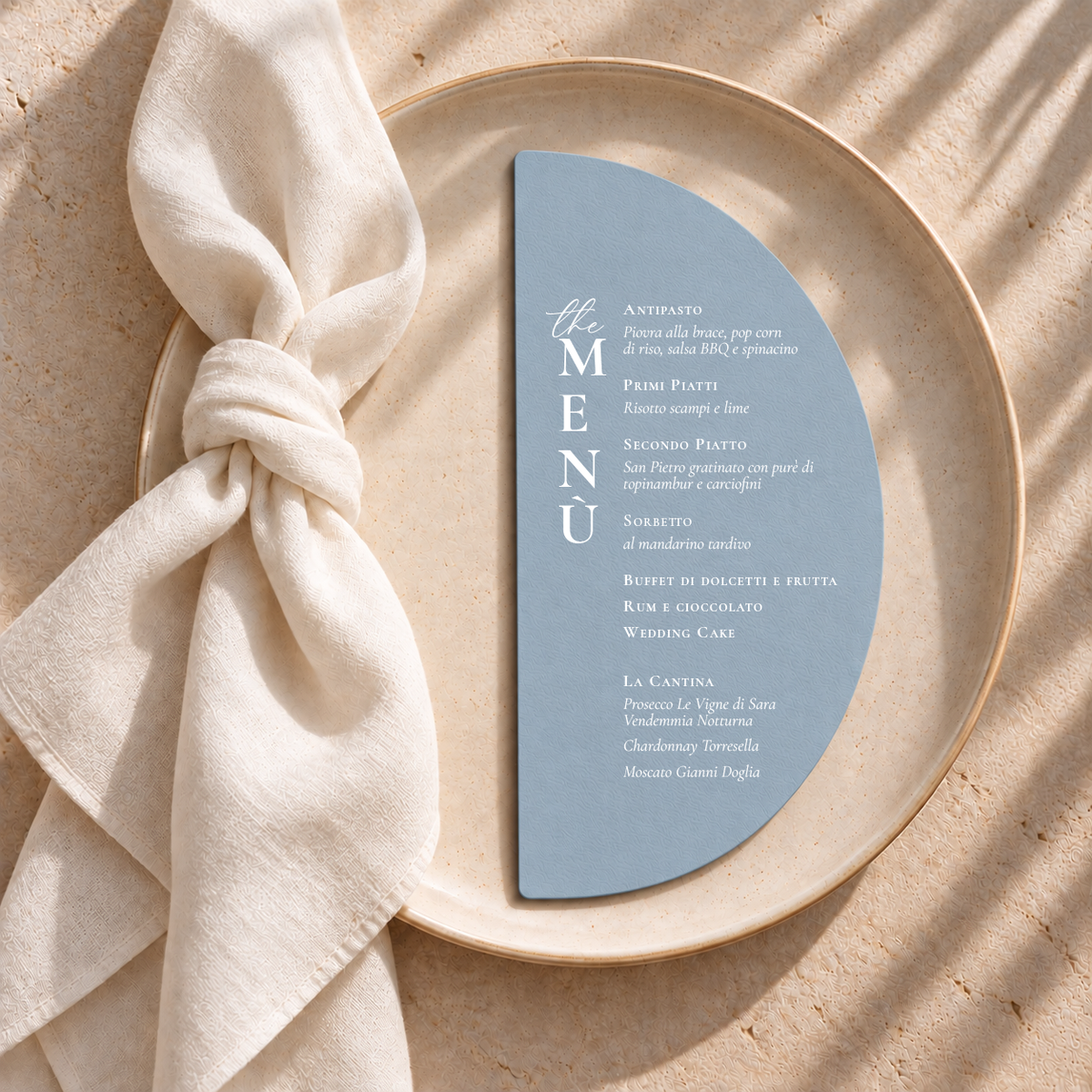Menu Materica mezzaluna - Azzurro polvere