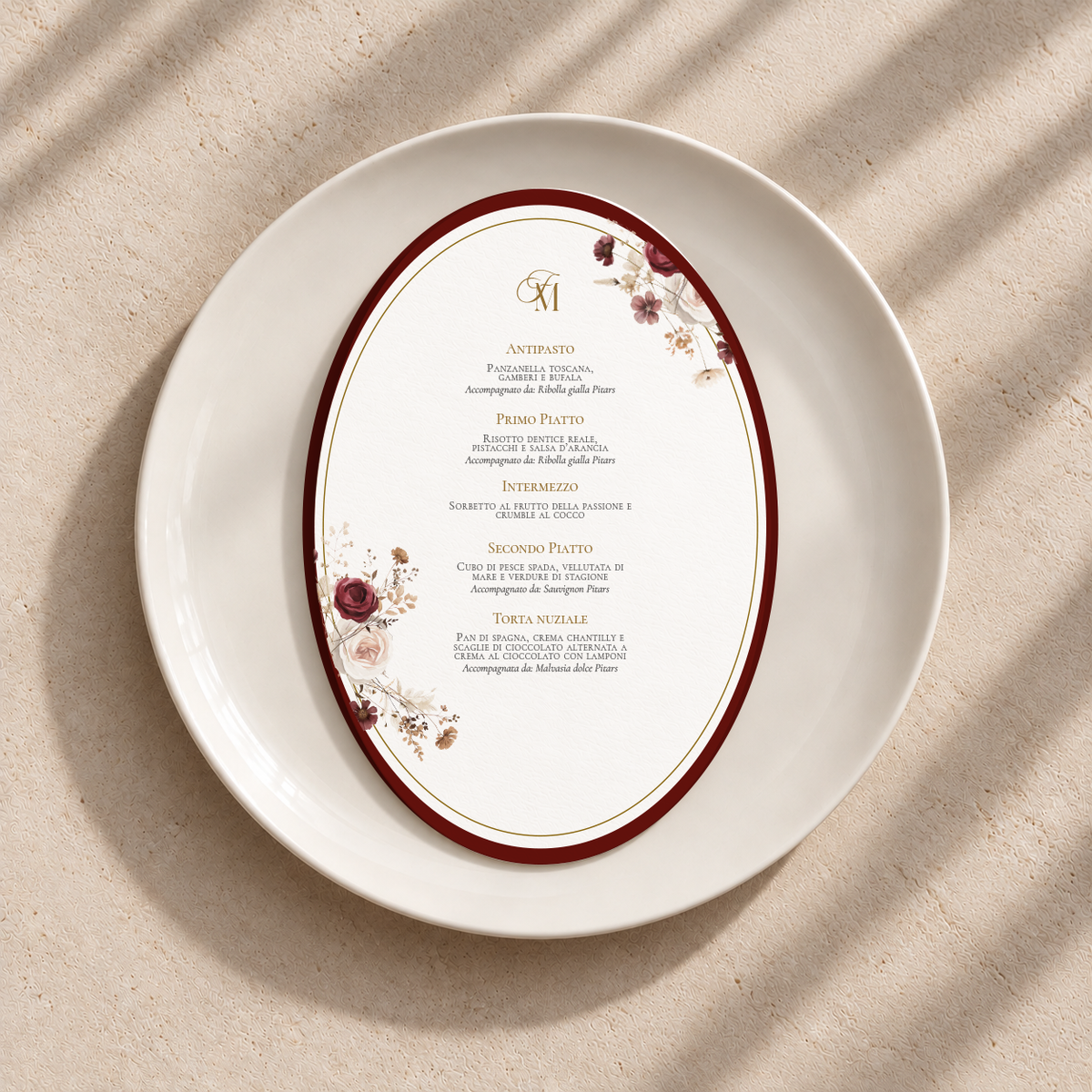 Menu Borgogna ovale