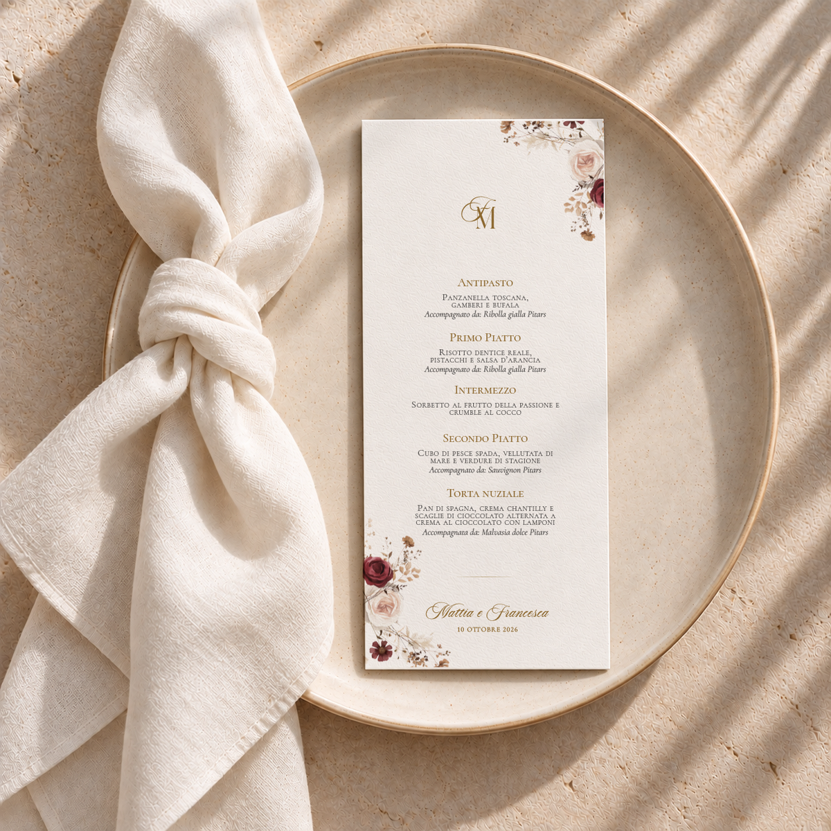 Menu Borgogna rettangolare
