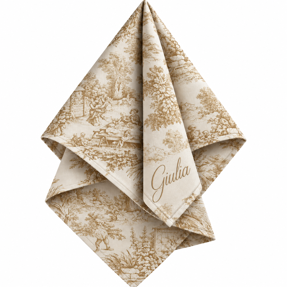 Tovagliolo in tessuto Toile de Jouy – Sabbia/Ecrù