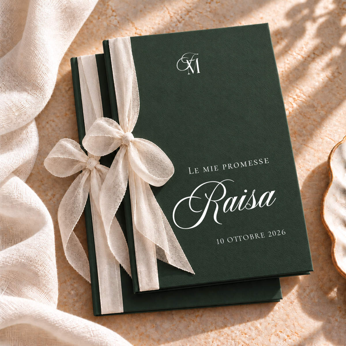 Set 2 libretti promesse Materica con nastro - Verde foresta