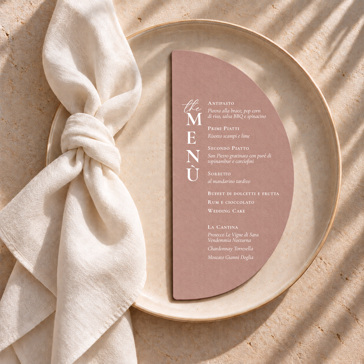 Menu Materica mezzaluna - Rosa antico