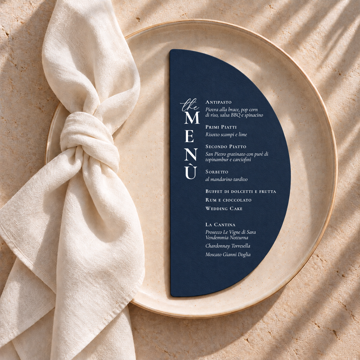 Menu Materica mezzaluna - Blu navy
