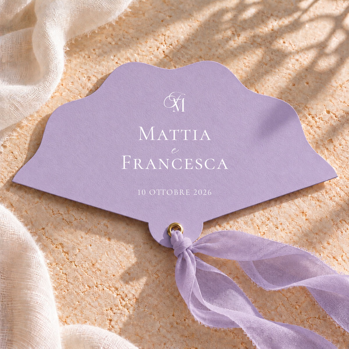 Ventaglio Materica in carta con chiffon - Borgogna